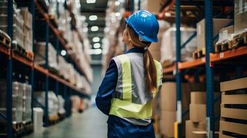 AI generated businesswomen carry out factory audits or annual assessments every year to ensure that activities are carried out in the right way photo