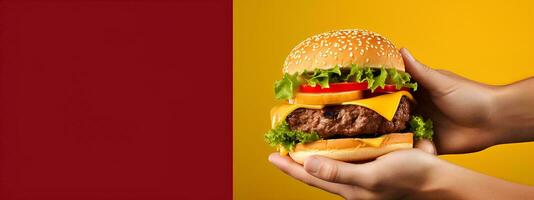AI generated Christmas Day menu of burgers and fries on isolated background, festive Christmas and New Year theme, for posters and banners, banner mockup photo