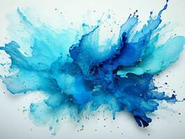 AI generated Blue Paint Splash on White Background. Paint Stain. Generative AI photo