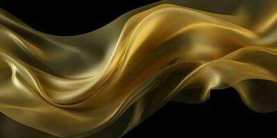 AI generated Luxurious Gold Silk Fabric Isolated on Black Background. Generative AI photo