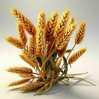 AI generated Close up of Wheat Ears Isolated on White Background. Wheat Grain. Generative AI photo