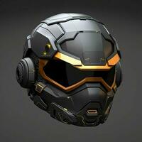 AI generated Modern and Futuristic War Helmet Isolated on Gray Background. Generative AI photo