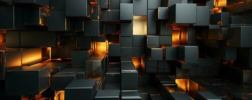 AI generated Elegant Black and Gold Geometric Background with Metal Effect. Futuristic Background. Generative Ai photo