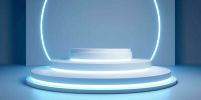 AI generated White 3D Room with Podium or Stand for Product Display. Futuristic Podium Scene. Generative AI photo