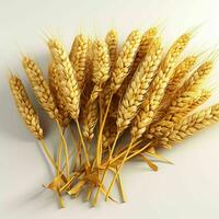 AI generated Close up of Wheat Ears Isolated on White Background. Wheat Grain. Generative AI photo