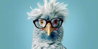 AI generated Cute and Funny Chicken Wearing Glasses and Casual Outfit. Generative AI photo