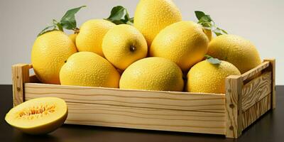 AI generated Fresh Canary Melon with Water Drops. Generative AI photo
