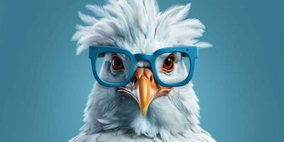 AI generated Cute and Funny Chicken Wearing Glasses and Casual Outfit. Generative AI photo