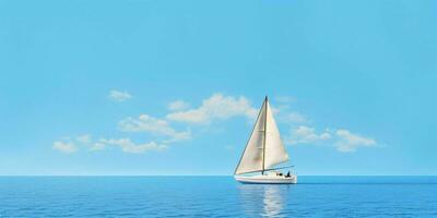 AI generated Sailboat on Blue Sea and Blue Sky View. Generative AI photo