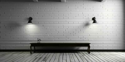 AI generated White Brick Wall Texture Background. Room Interior with White Brick Wall. Generative AI photo