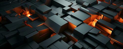 AI generated Elegant Black and Gold Geometric Background with Metal Effect. Futuristic Background. Generative Ai photo
