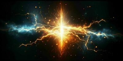 AI generated Energy Lightning. Thunderbolt Background. Generative AI photo