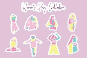 Vector set collection of Women's Day elements in various styles and shades of pink