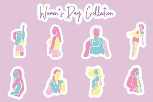 Vector set collection of Women's Day elements in various styles and shades of pink