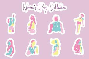 Vector set collection of Women's Day elements in various styles and shades of pink