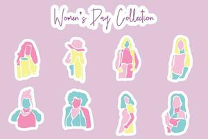 Vector set collection of Women's Day elements in various styles and shades of pink