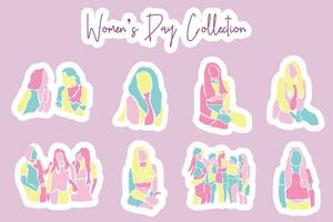 Vector set collection of Women's Day elements in various styles and shades of pink