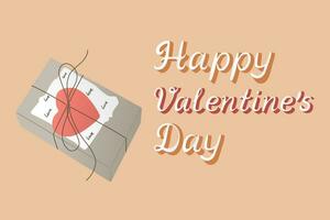 St Valentines day retro greeting banner or card. Handwriting lettering for valentines day with flat illustration for social media. Greeting card or background. vector