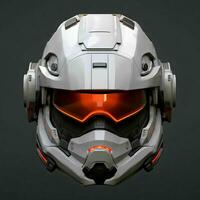 AI generated Modern and Futuristic War Helmet Isolated on Gray Background. Generative AI photo