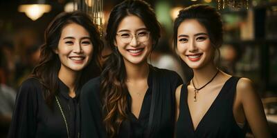 AI generated A Group of Young Asian Business Women in Elegant Business Suits. Generative Ai photo
