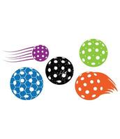 cuatro diferente de colores pickleball pelotas en un blanco antecedentes vector