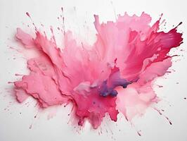 AI generated Pink Paint Splash and Texture on White Background. Paint Stain. Generative AI photo