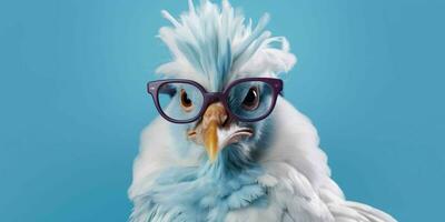 AI generated Cute and Funny Chicken Wearing Glasses and Casual Outfit. Generative AI photo