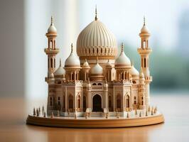 ai generado minimalista mezquita miniatura. Ramadán kareem antecedentes. generativo ai foto