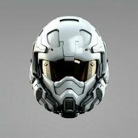 AI generated Modern and Futuristic War Helmet Isolated on Gray Background. Generative AI photo