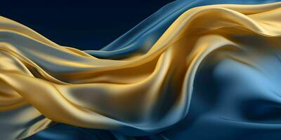 AI generated Luxurious Blue and Gold Silk Fabric Background. Generative AI photo