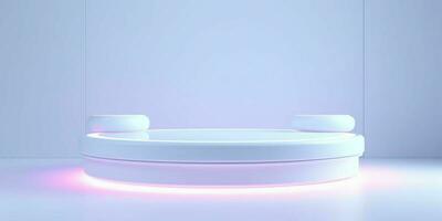 AI generated White 3D Room with Podium or Stand for Product Display. Futuristic Podium Scene. Generative AI photo