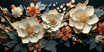AI generated Beautiful 3D Flowers Illustration Background. Generative AI photo