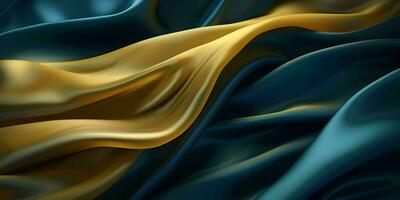 AI generated Luxurious Blue and Gold Silk Fabric Background. Generative AI photo