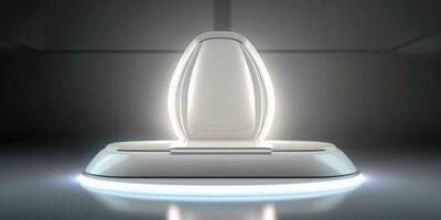 AI generated White 3D Room with Podium or Stand for Product Display. Futuristic Podium Scene. Generative AI photo