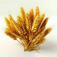 AI generated Close up of Wheat Ears Isolated on White Background. Wheat Grain. Generative AI photo