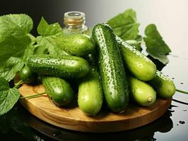 AI generated Fresh Cucumber with Water Droplets. Generative AI photo