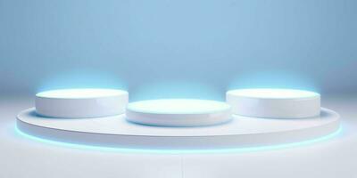 AI generated White 3D Room with Podium or Stand for Product Display. Futuristic Podium Scene. Generative AI photo