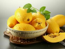 AI generated Fresh Canary Melon with Water Drops. Generative AI photo