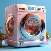 AI generated Cute Futuristic and Minimalist Washing Machine Illustration. Generative AI photo