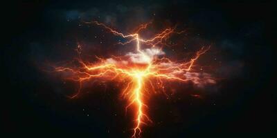 AI generated Energy Lightning. Thunderbolt Background. Generative AI photo