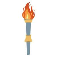 Torch with burning fire in flat design vector