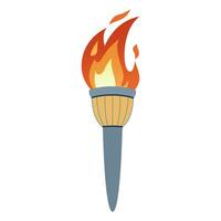 Torch with burning fire in flat design vector