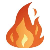 Fire flames, bright fireball, heat wildfire and red hot bonfire, red fiery flames isolated vector