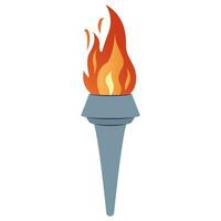 Torch with burning fire in flat design vector