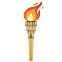 Torch with burning fire in flat design vector