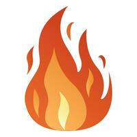 Fire flames, bright fireball, heat wildfire and red hot bonfire, red fiery flames isolated vector