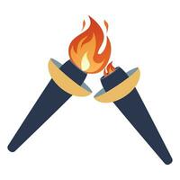 Ignition of a torch from another torch. Transfer of the Olympic flame. Lighted torch vector