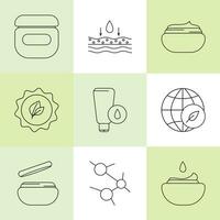 Set of vector line icons on the theme of beauty, cosmetics.