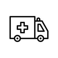 Ambulance car, medical emergency van icon in line style design isolated on white background. Editable stroke. vector