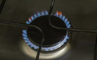 Close up shot of the gas burner from the gas cooker. Household photo